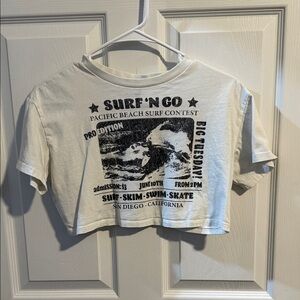 Divided White Graphic Crop Top